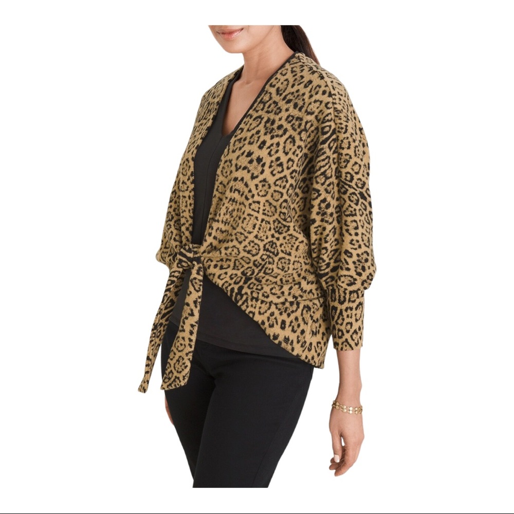 Cozy Tie-Front Animal-Print Cardigan Chico’s 1